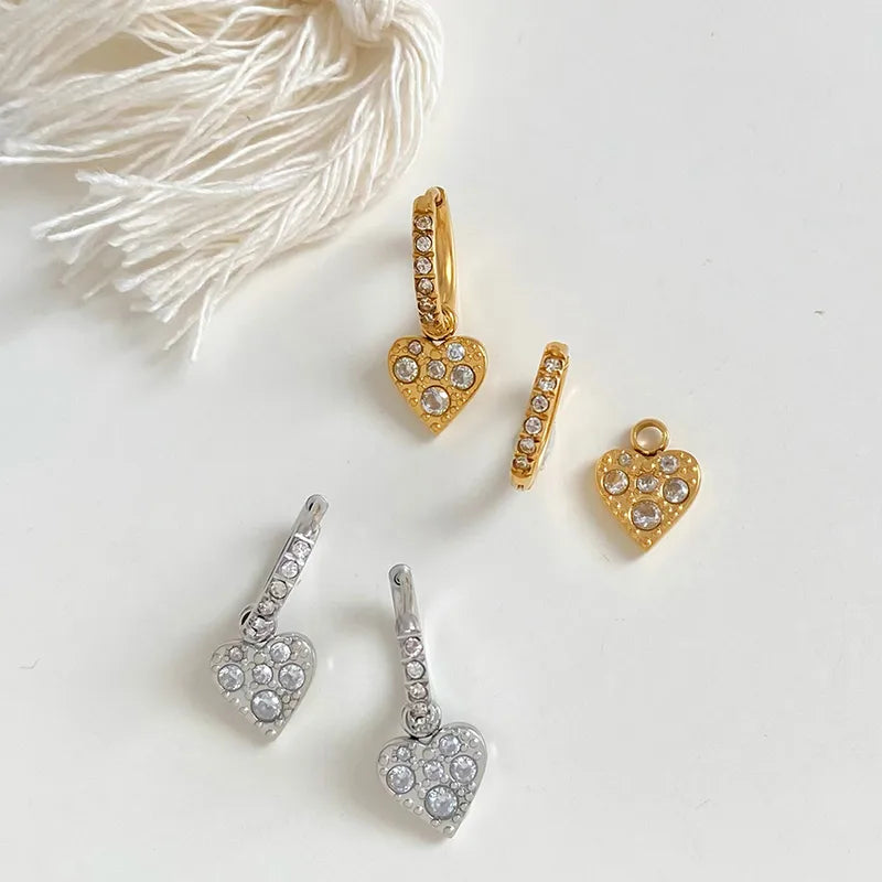 Heart Shaped Zirconia S925 Plated 304 Stainless Steel Charm Earring