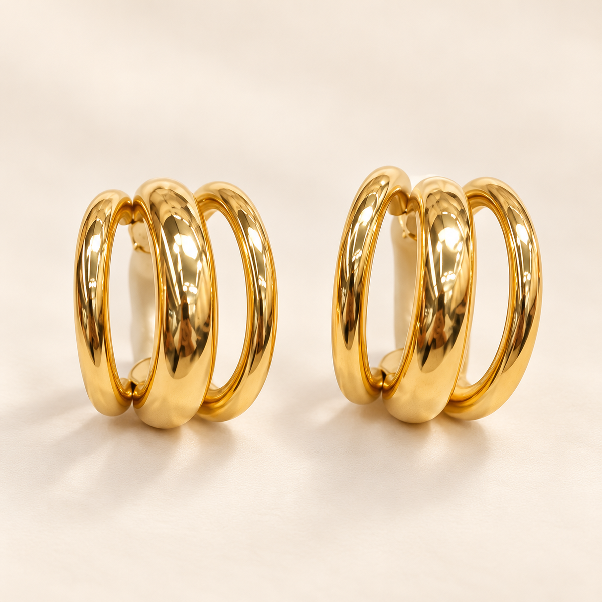 Three Ring 18K Gold Plated 304 Stainless Steel Earring