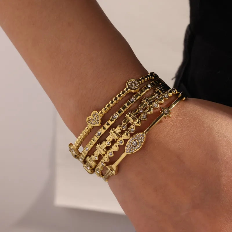 Pretty Gems 18K Gold Plated 304 Stainless Steel Bracelets