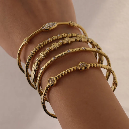Pretty Gems 18K Gold Plated 304 Stainless Steel Bracelets
