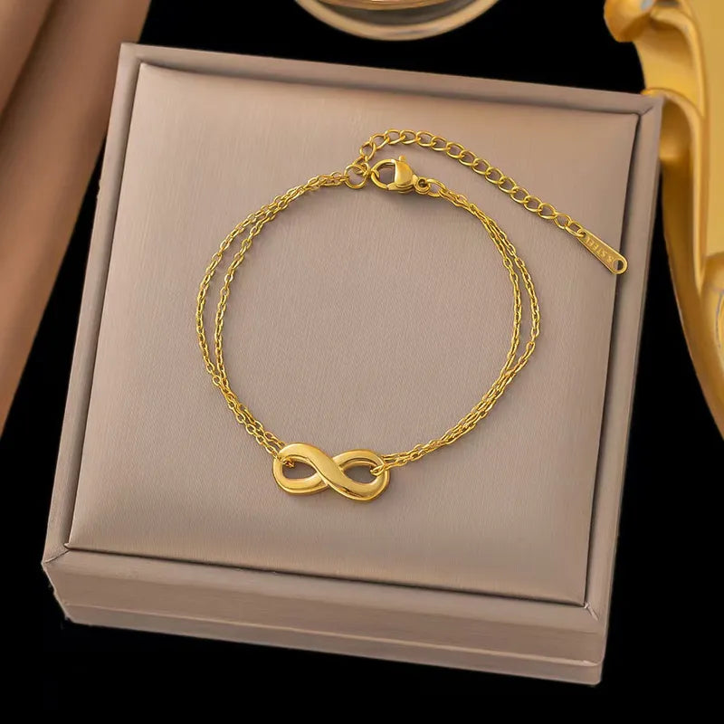 Infinity Beyond 18K Gold Plated 304 Stainless Steel Bracelet and Necklace