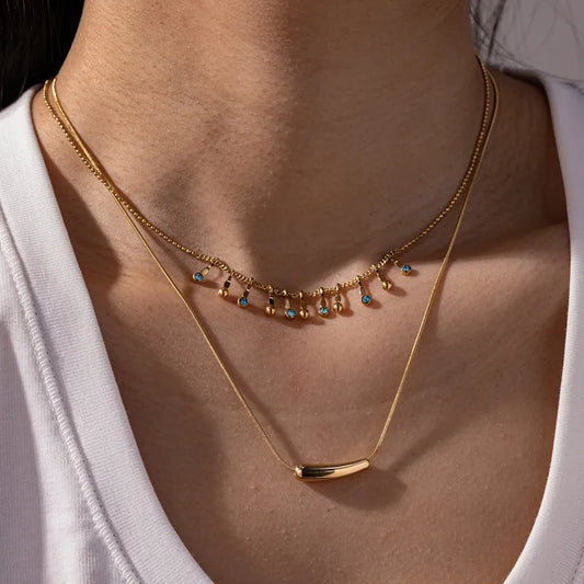 Horizontal Swerve 18K Gold Plated 304 Stainless Steel Necklace