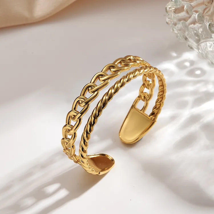 Twisted Bands 304 Stainless Steel 18K Gold Plated Bracelet