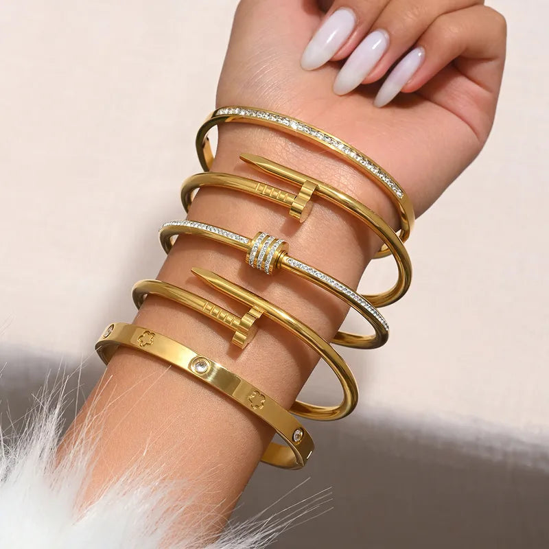 Circled Diamond 304 Stainless Steel 18K Gold Plated Bracelet