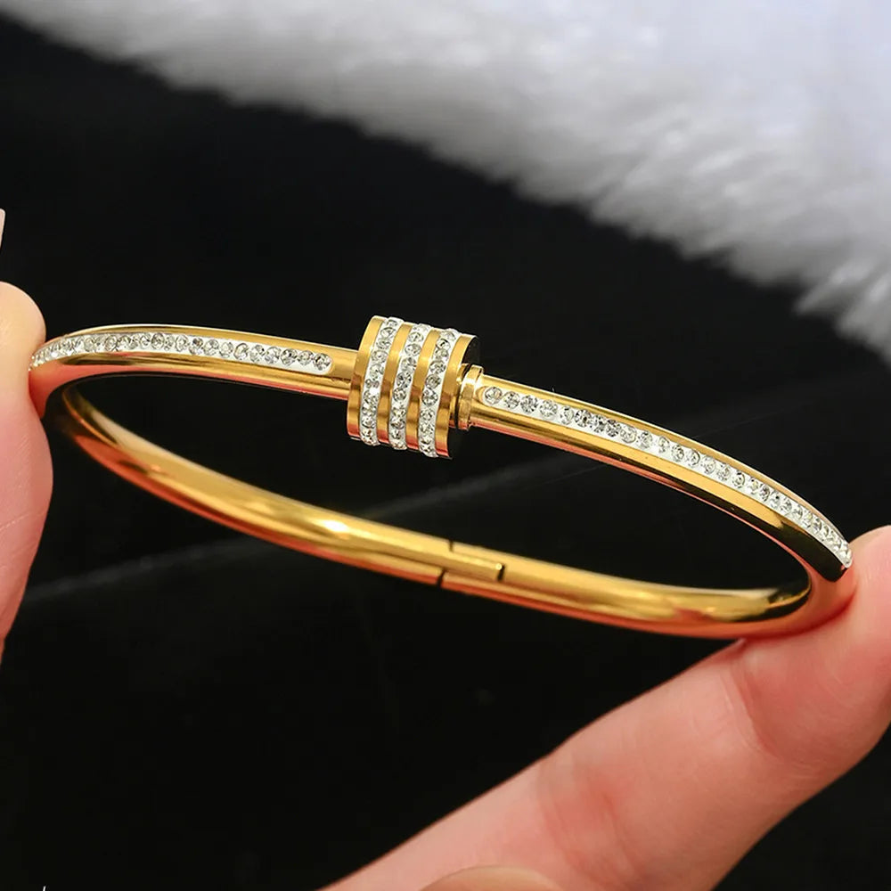 Circled Diamond 304 Stainless Steel 18K Gold Plated Bracelet
