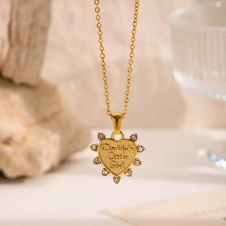 Daddy’s Girl 18K Stainless Steel Titanium Steel Diamond Necklace