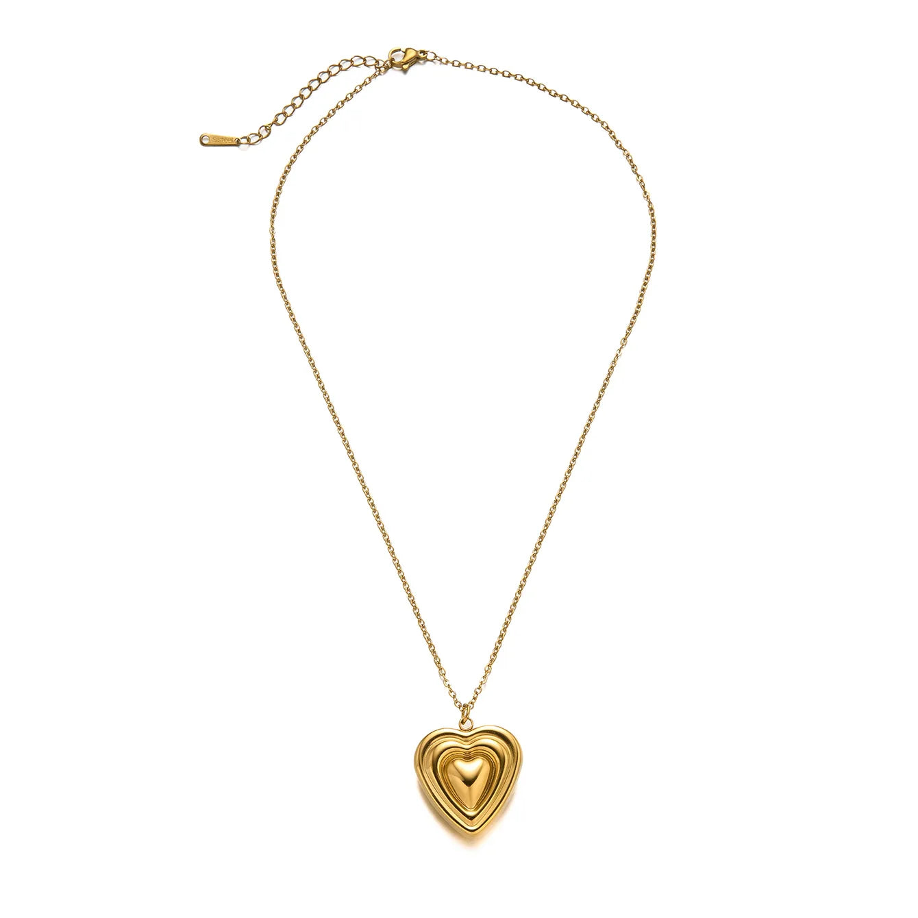 3D Bubble Heart 201 Stainless Steel 18K Gold Plated Necklace