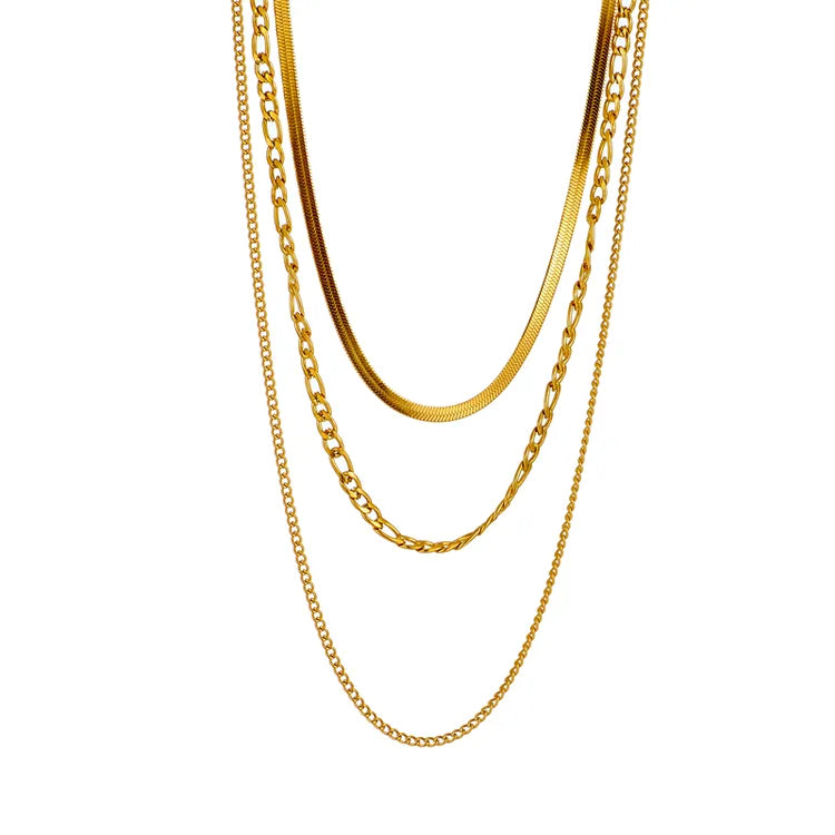 Three Layered 18K Gold Plated 304 Stainless Steel Necklace