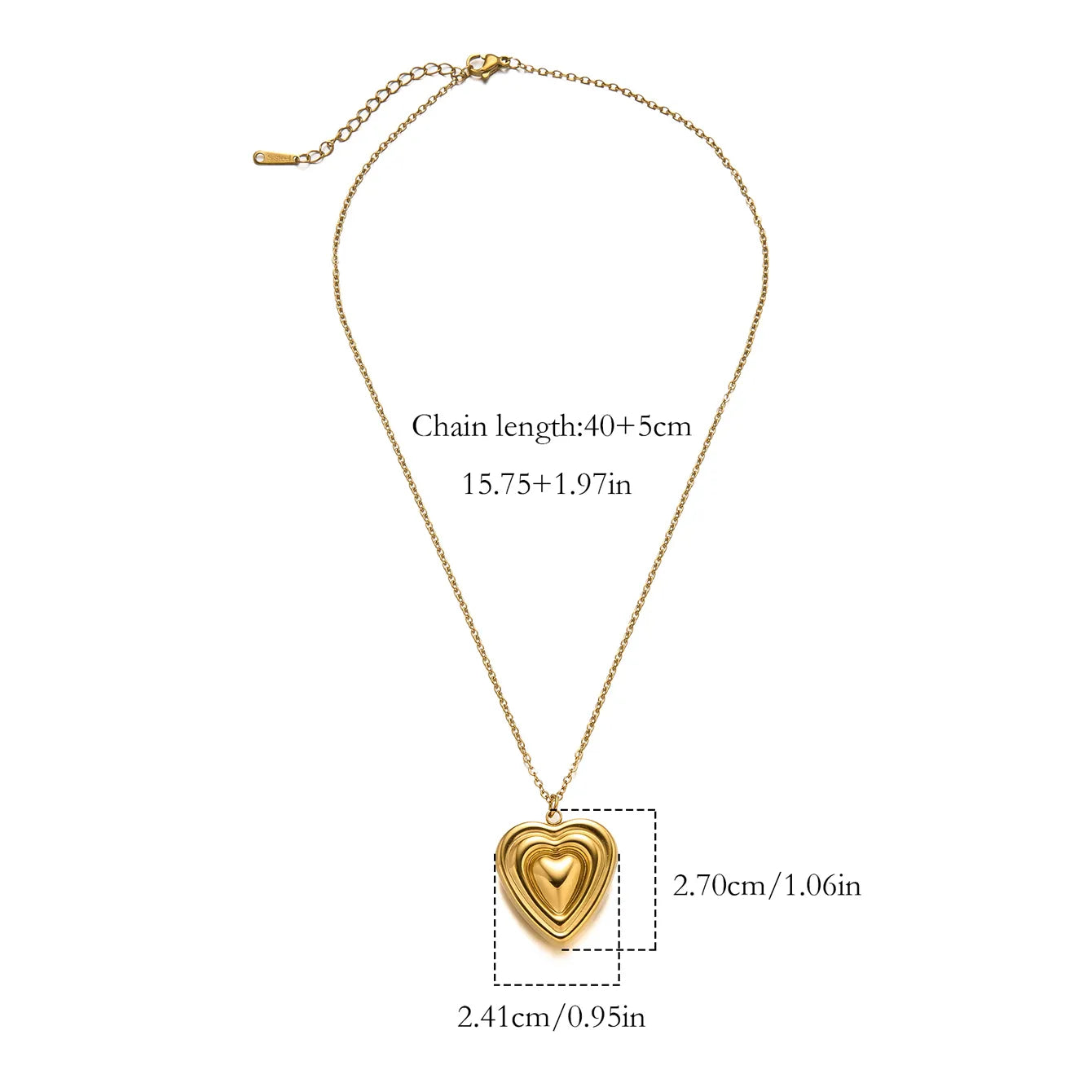 3D Bubble Heart 201 Stainless Steel 18K Gold Plated Necklace