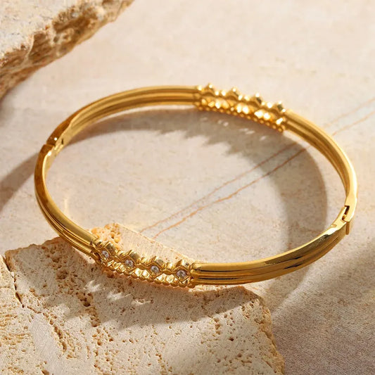 Diamond Girl Stainless Steel 18K Gold Plated Bracelet