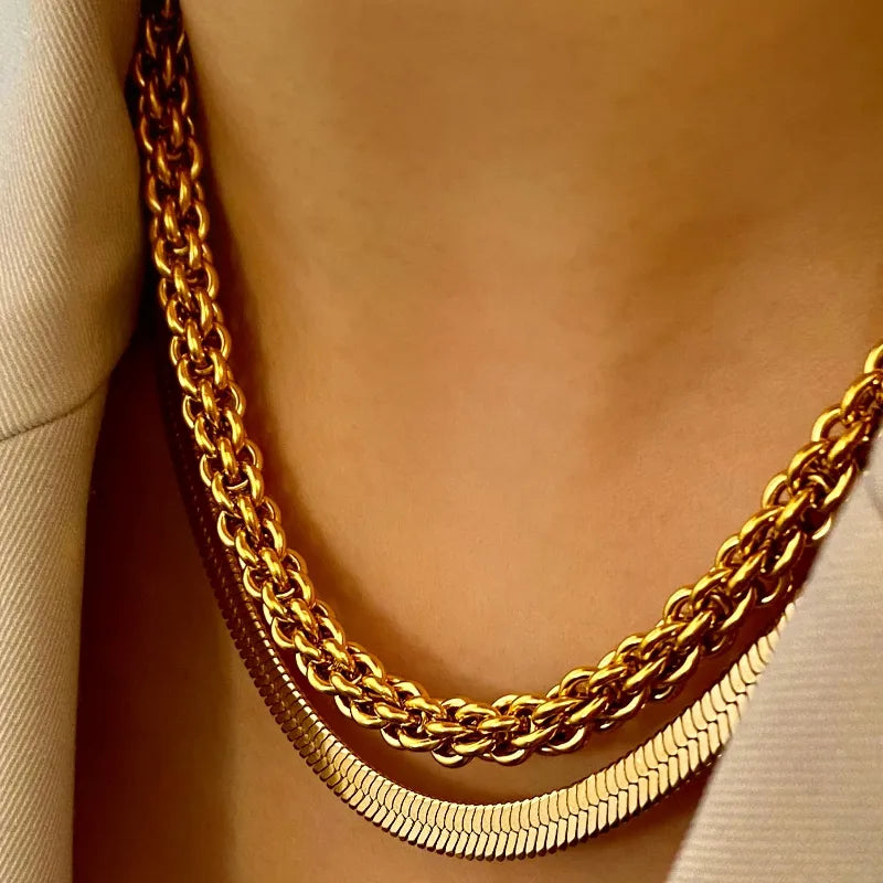 Luxury High-End Design 18K Gold-Plated Titanium Steel Necklace