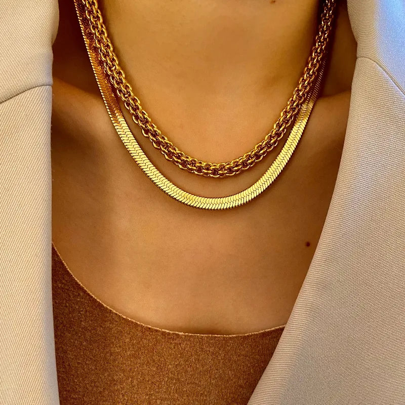 Luxury High-End Design 18K Gold-Plated Titanium Steel Necklace