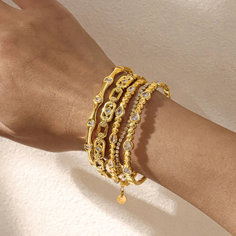 Pretty Gems 18K Gold Plated 304 Stainless Steel Bracelet