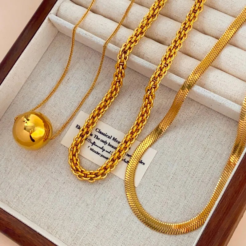 Luxury High-End Design 18K Gold-Plated Titanium Steel Necklace