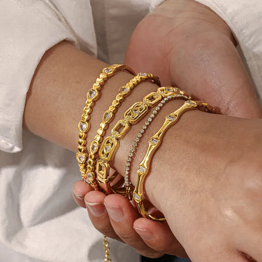 Pretty Gems 18K Gold Plated 304 Stainless Steel Bracelet