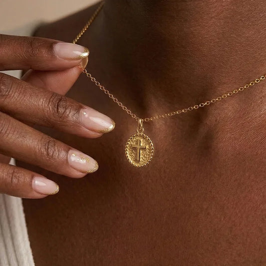 Cross Pendant 18K Gold Plated 304 Stainless Steel Necklace