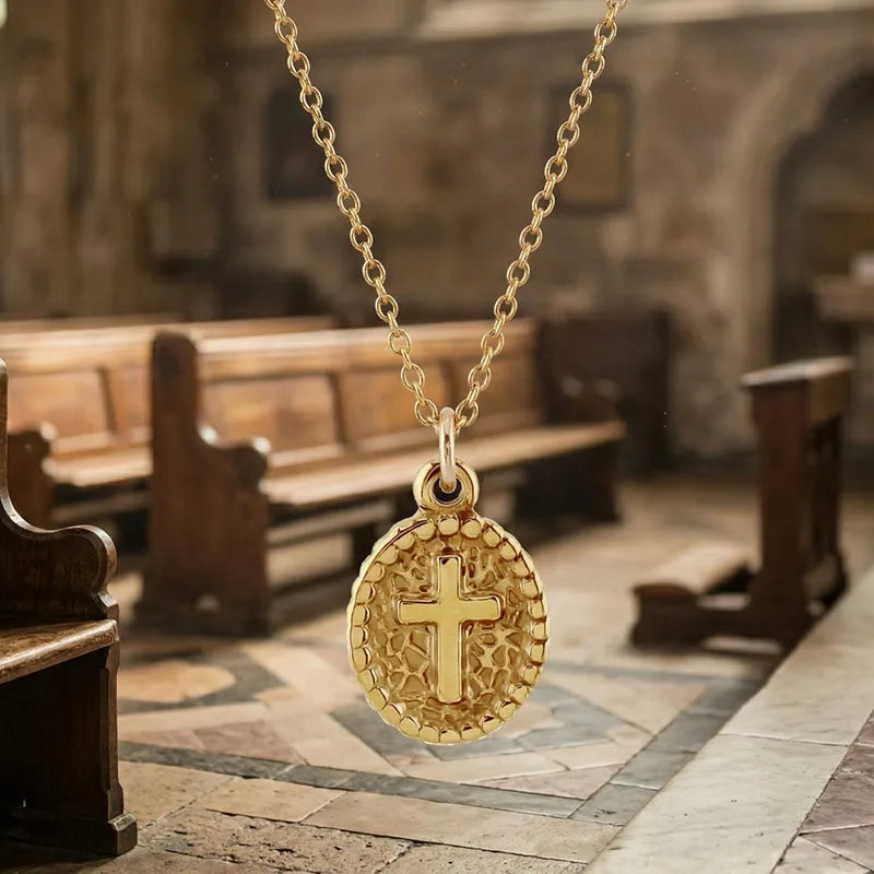 Cross Pendant 18K Gold Plated 304 Stainless Steel Necklace