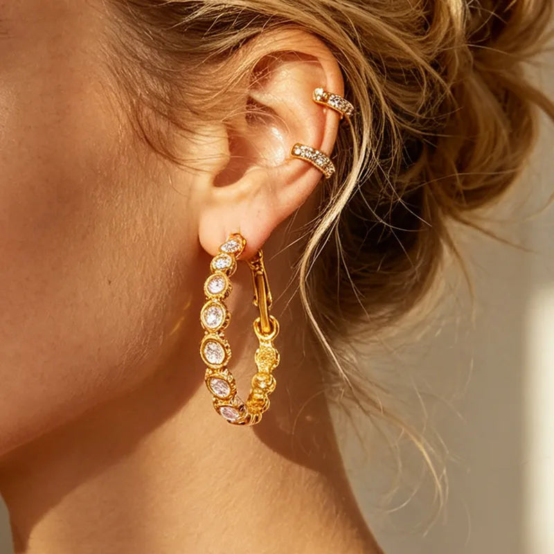 Diamond Best Friends 18K Gold Plated 304 Stainless Steel Earring