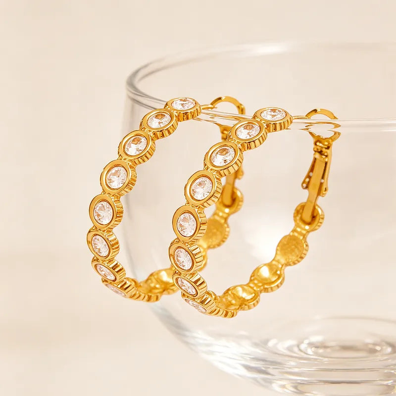 Diamond Best Friends 18K Gold Plated 304 Stainless Steel Earring