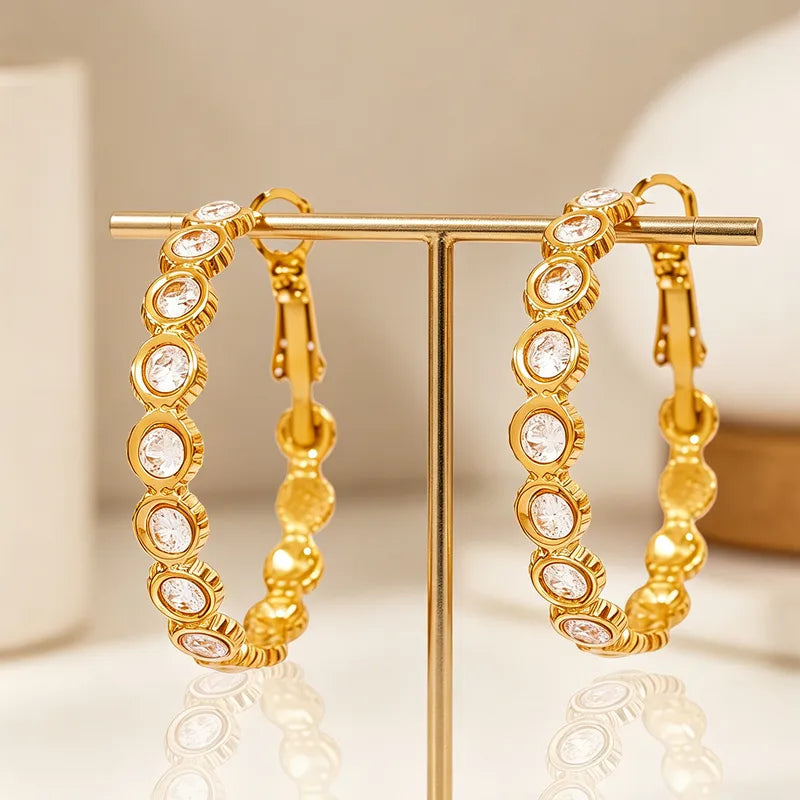 Diamond Best Friends 18K Gold Plated 304 Stainless Steel Earring