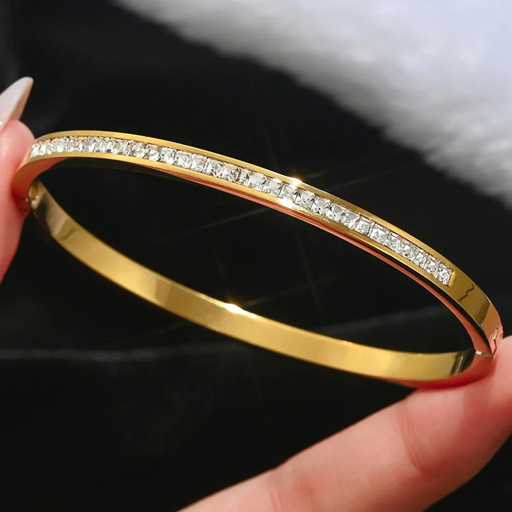 Starry Zirconia 18K Gold Plated 304 Stainless Steel Bracelet