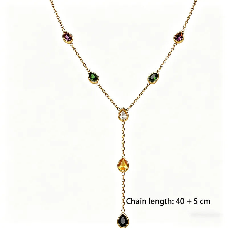 Water Droplets Color 18K Gold Plated 304 Stainless Steel Necklace
