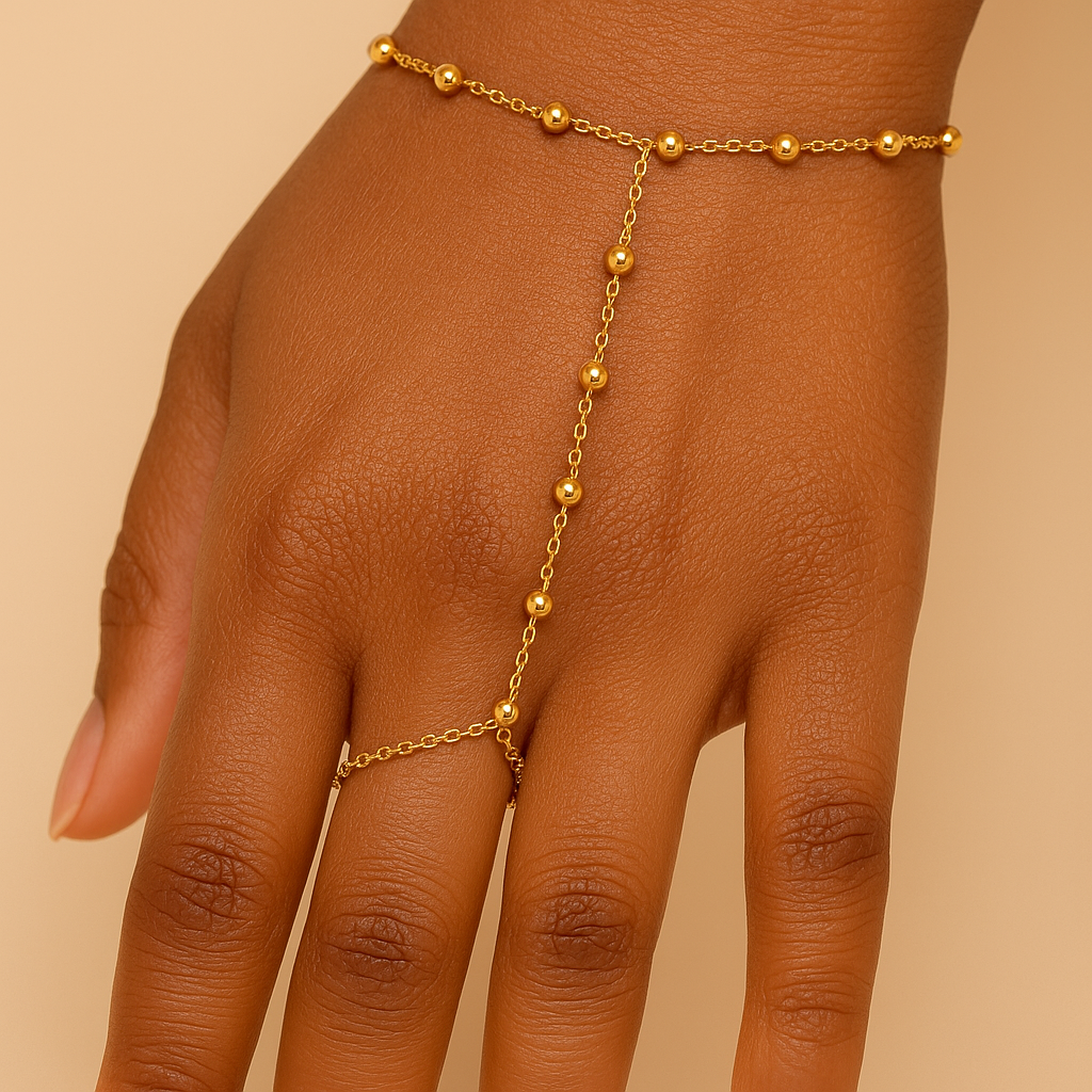 Simplistic 18K Gold Plated 304 Finger Chain Bracelet