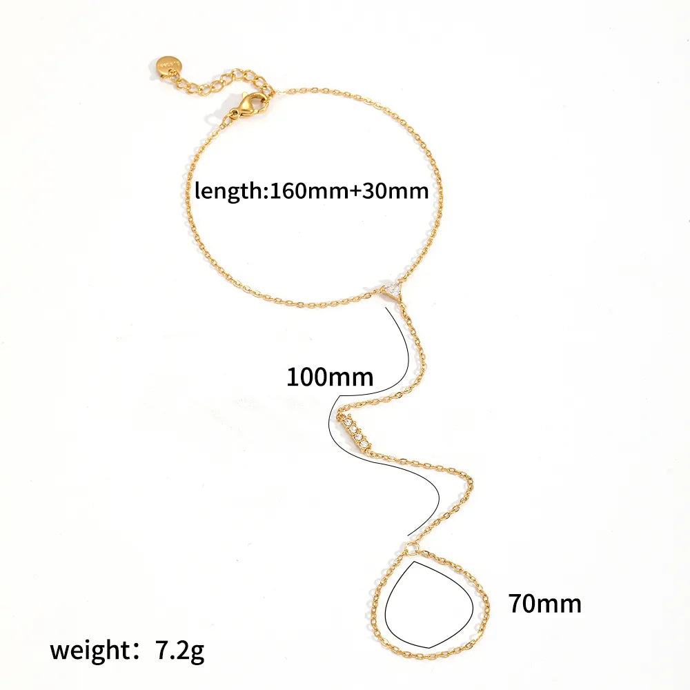 Beautiful Diamonds 18K Gold Plated 304 Stainless Steel Finger Chain Bracelet