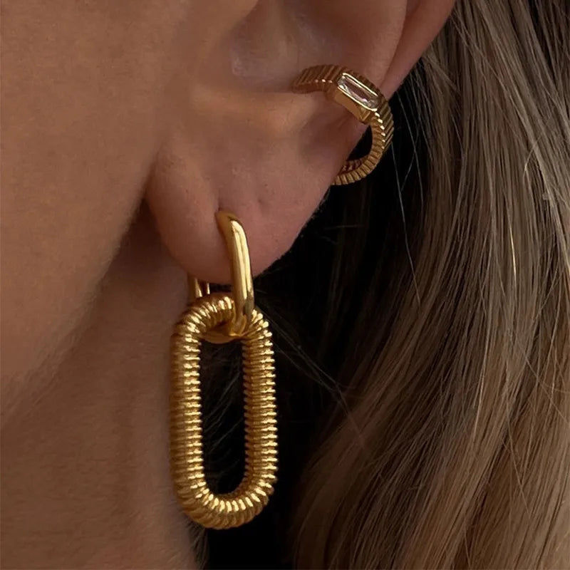 Oversized U Shape 304 Stainless Steel 18K Gold Plated Earrings