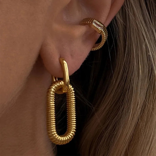 Oversized U Shape 304 Stainless Steel 18K Gold Plated Earrings