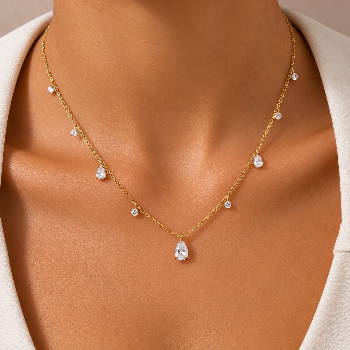 Total Zirconia 18K Gold Plated 304 Stainless Steel Necklace