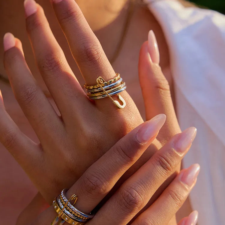 Place A Pin 304 Stainless Steel 18K Gold Plated Rings