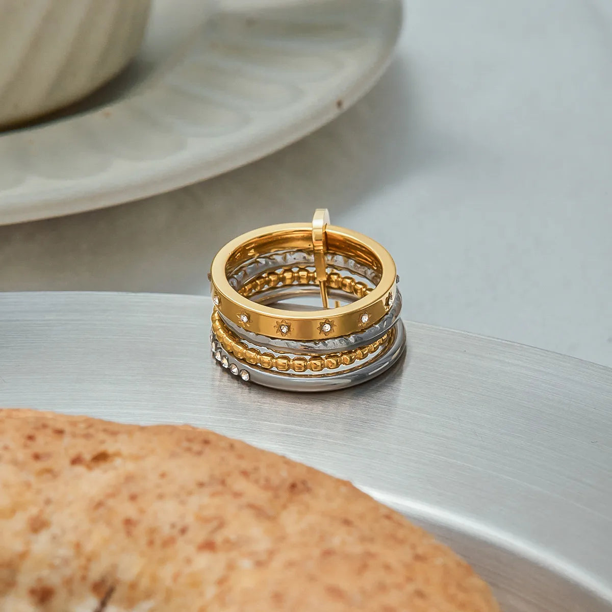 Place A Pin 304 Stainless Steel 18K Gold Plated Rings