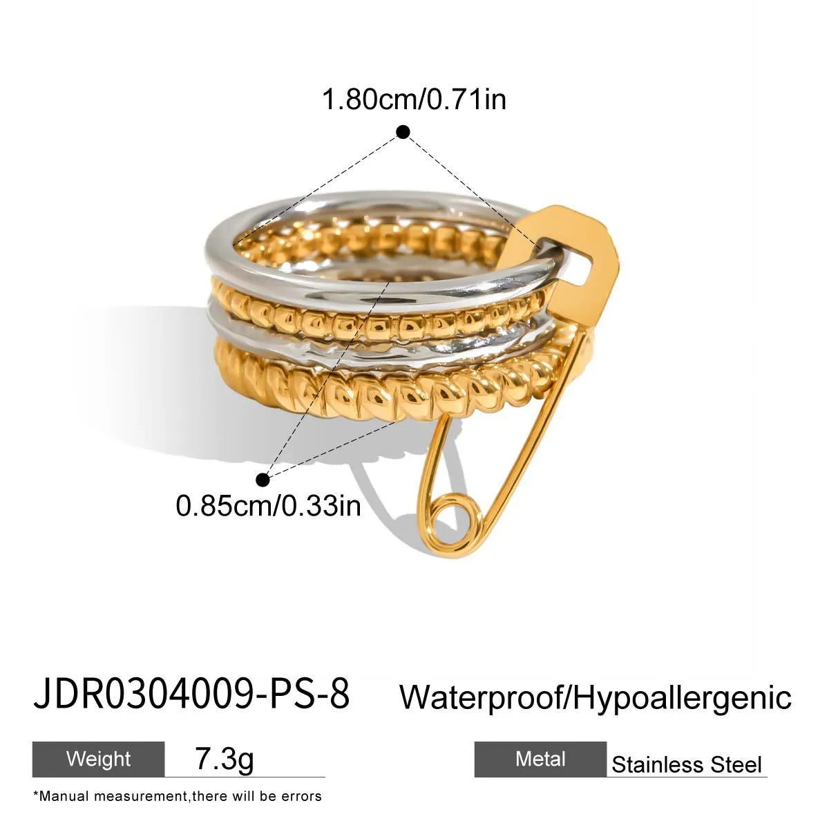 Place A Pin 304 Stainless Steel 18K Gold Plated Rings