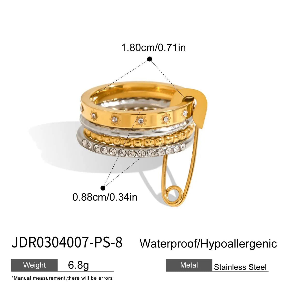 Place A Pin 304 Stainless Steel 18K Gold Plated Rings