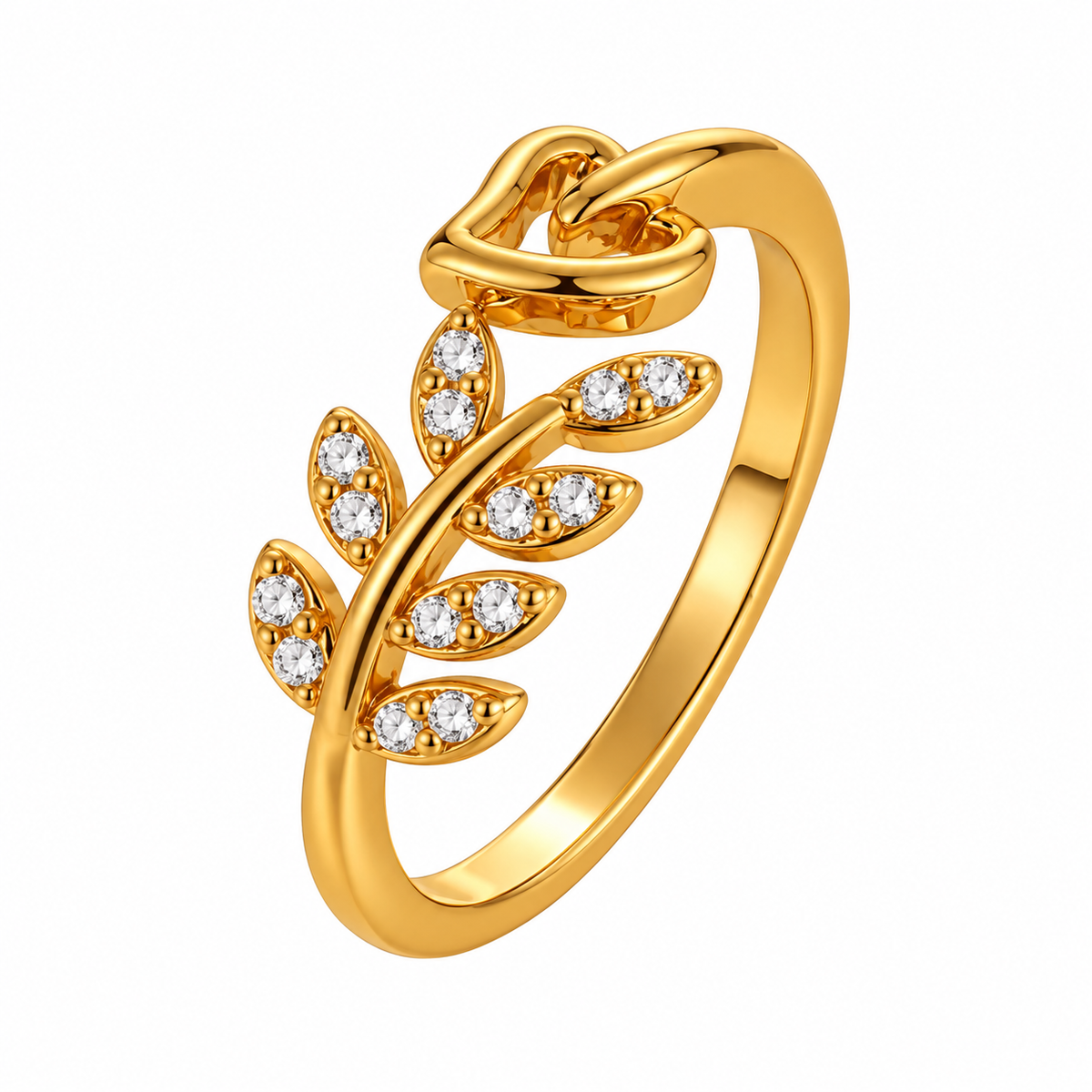Heart Leaf Copper 18K Gold Plated Ring