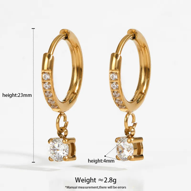 Diamond Water Drop 16K Gold Plated 304 Stainless Steel Earrings