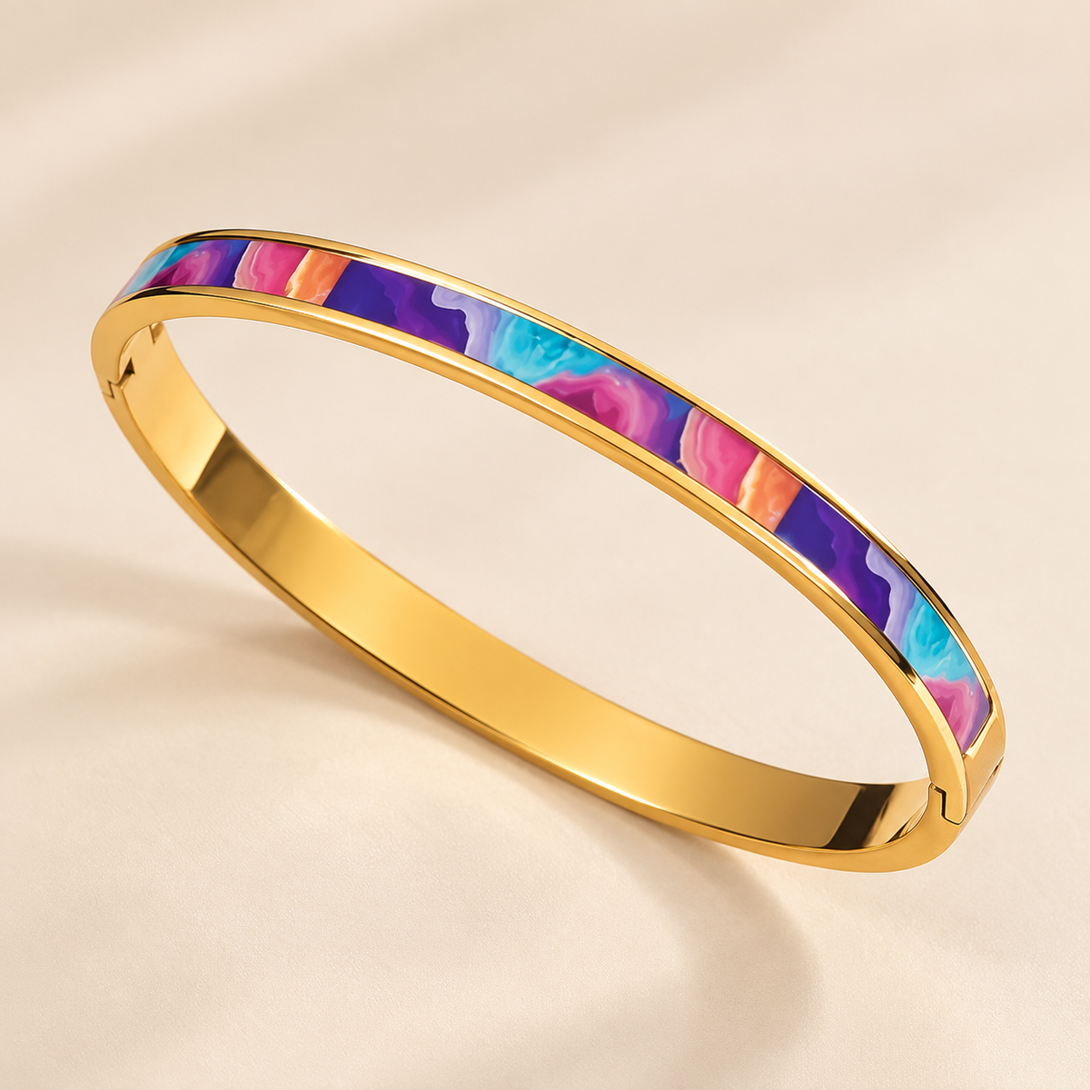 Color Pattern 18K Gold Plated 304 Stainless Steel Bracelet