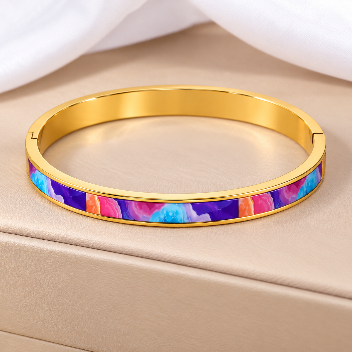 Color Pattern 18K Gold Plated 304 Stainless Steel Bracelet