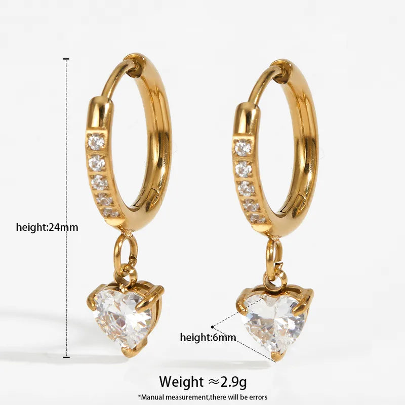 Diamond Water Drop 16K Gold Plated 304 Stainless Steel Earrings