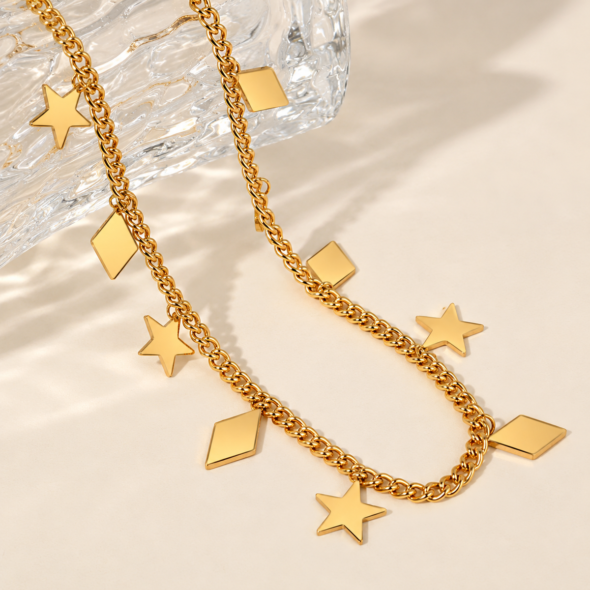 Multi Shaped 18K Gold Plated 304 Stainless Steel Necklace