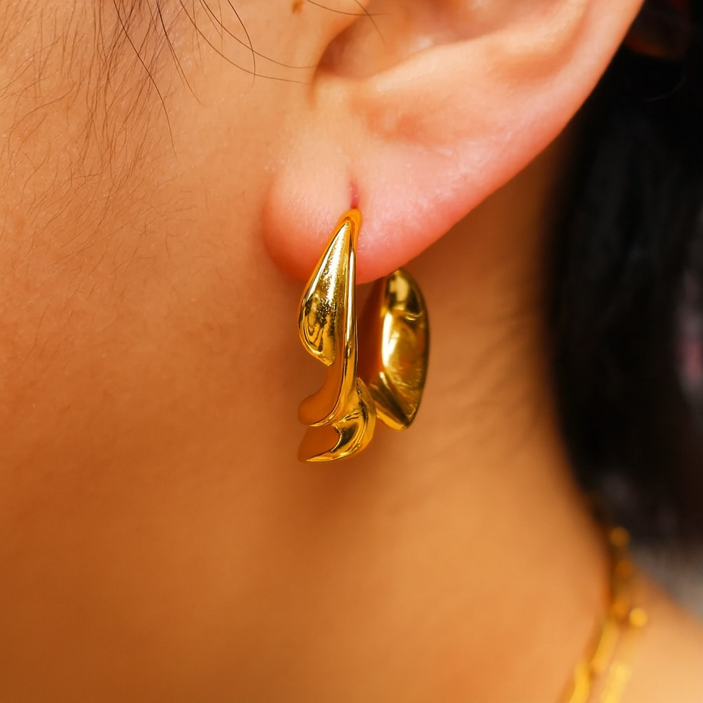 Twisted Lady 304 Stainless Steel 18K Gold Plated Butterfly Backs Earring