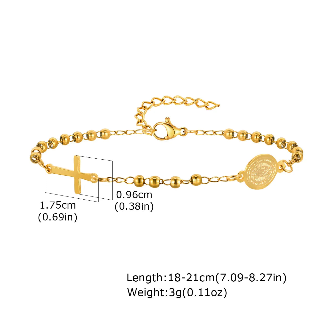 Virgin Mary 304 Stainless Steel 18K Gold Plated Stainless Steel Bracelet