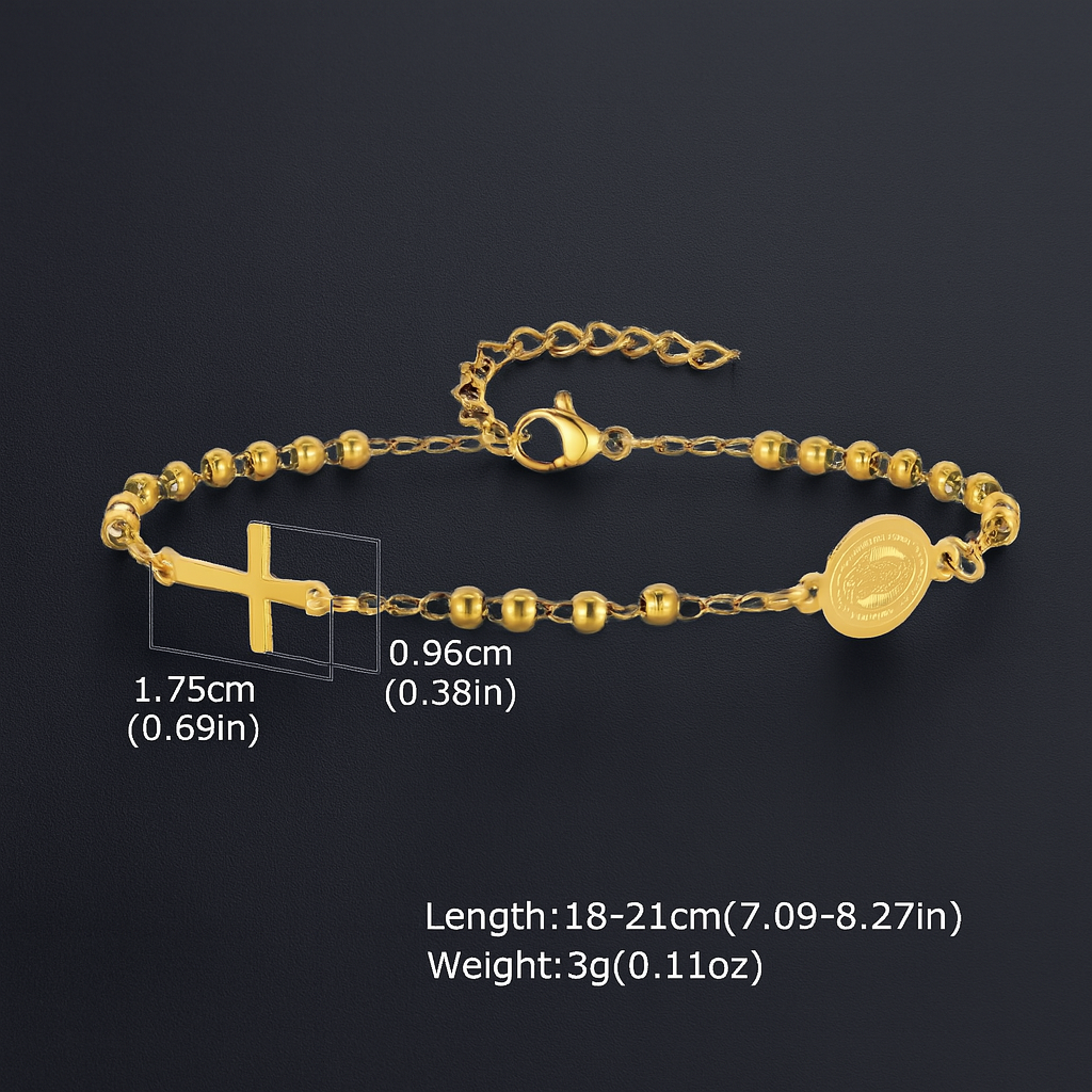 Virgin Mary 304 Stainless Steel 18K Gold Plated Stainless Steel Bracelet