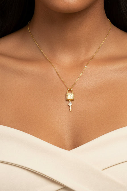 Locked In Clover 18K Gold Plated 304 Stainless Steel Necklace
