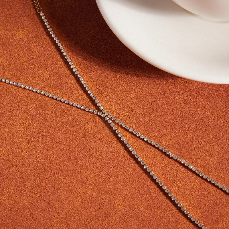 18K Gold Plated 304 Stainless Steel Tennis Finger Chain