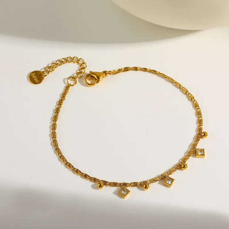 Bright Diamond 18K Gold Plated 304 Stainless Steel Bracelet