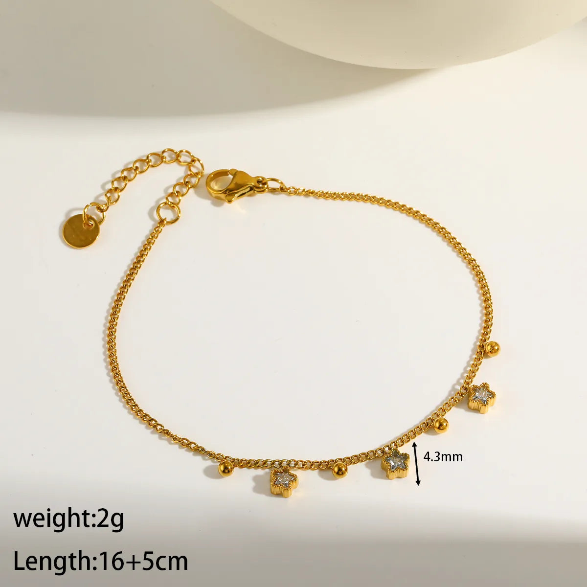 Bright Diamond 18K Gold Plated 304 Stainless Steel Bracelet