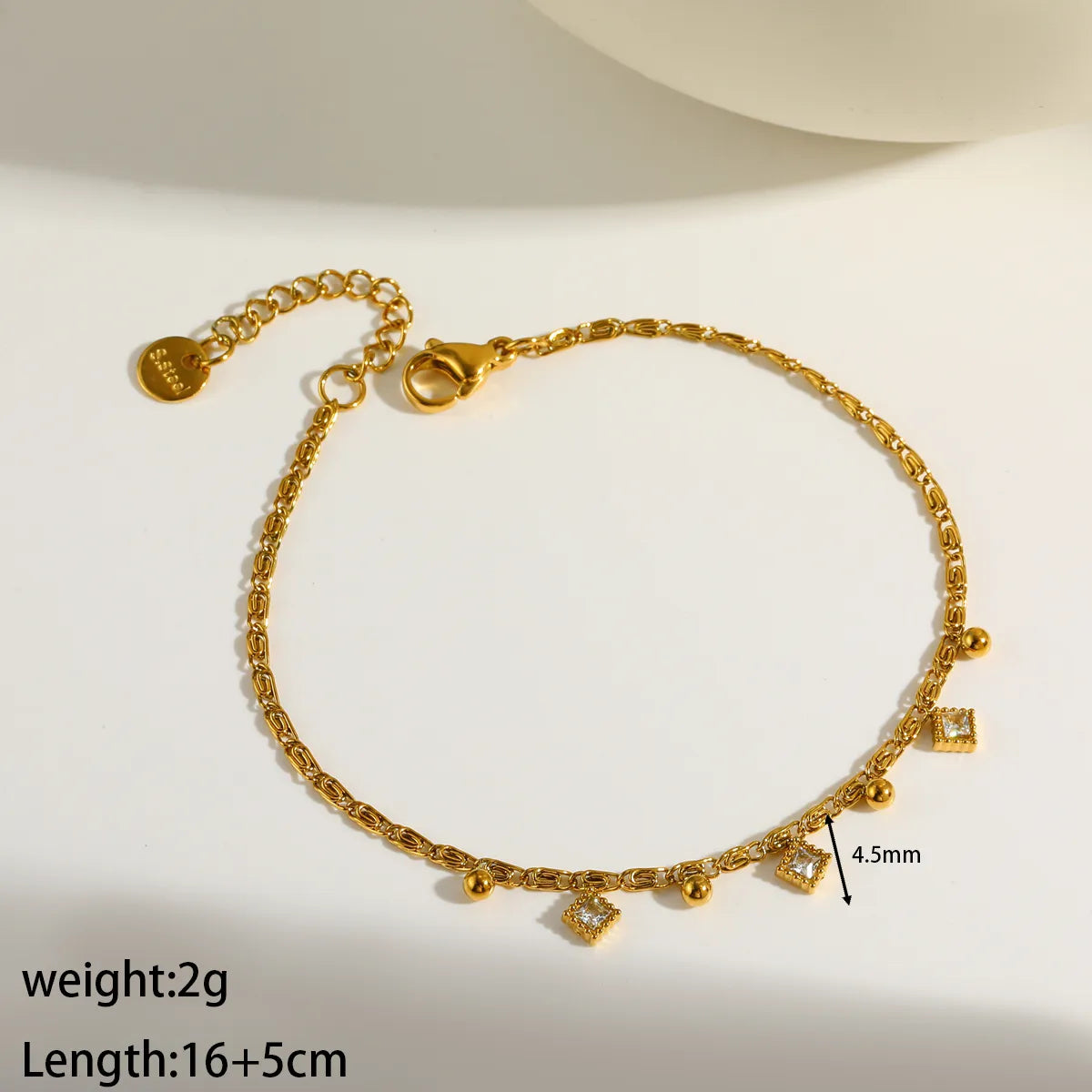 Bright Diamond 18K Gold Plated 304 Stainless Steel Bracelet