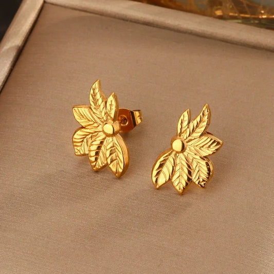 Flowers 18K Gold Plated 304 Stainless Steel Earring